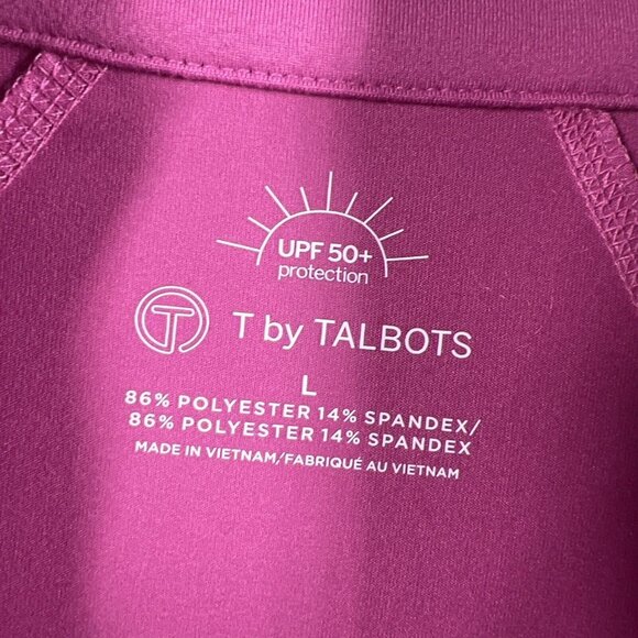 T By Talbots Sun Protection UPF 50 Large Full Zip Jacket Stretch Pink Pockets - Picture 3 of 13